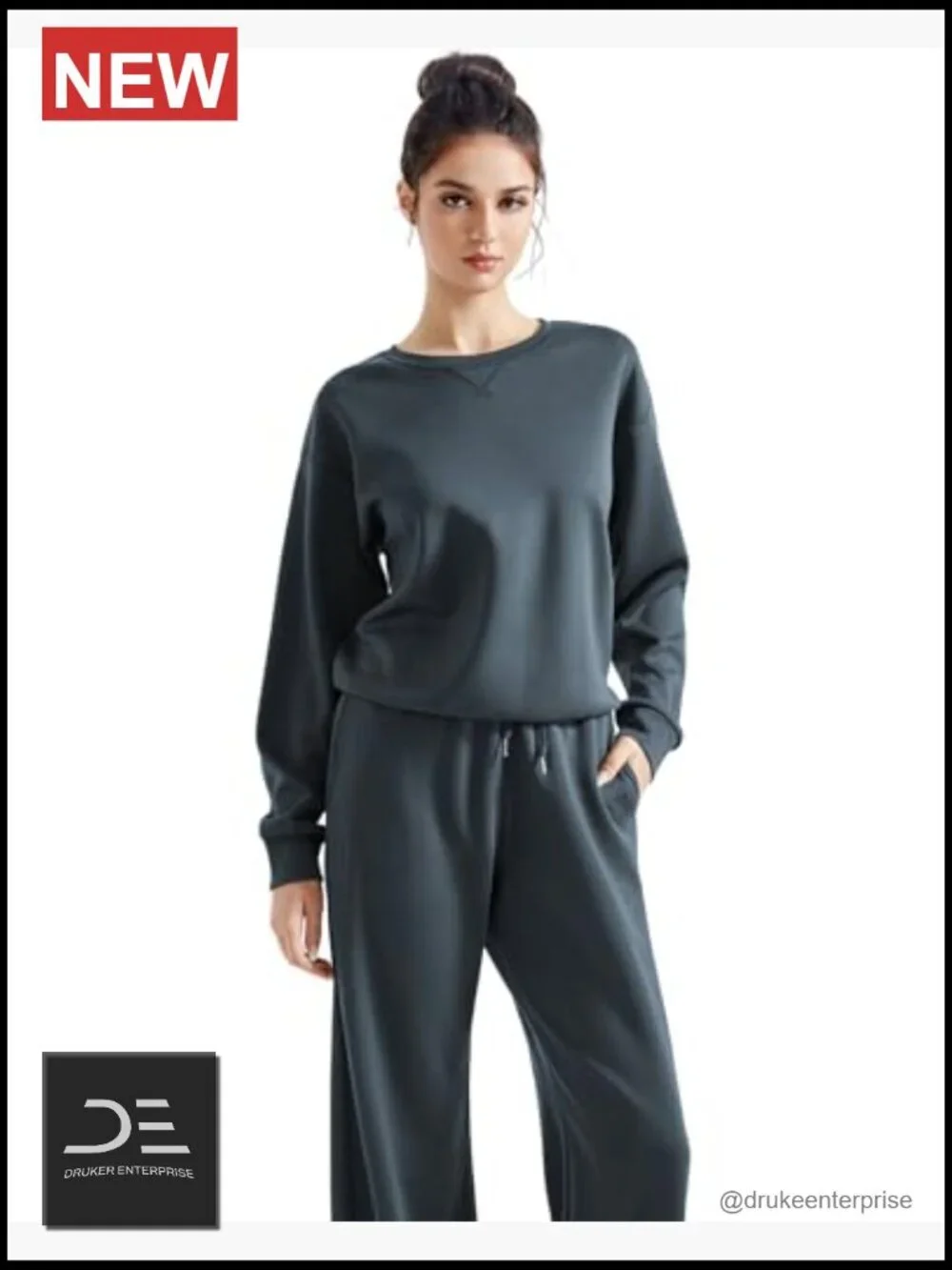 Modal Oversized Sweatshirt Wide Leg Pants 2 Piece Set